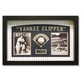 Joe DiMaggio Autographed Baseball in Custom 30x18 Shadowbox