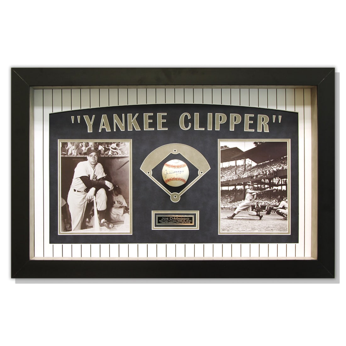 Joe DiMaggio Autographed Baseball in Custom 30x18 Shadowbox (1 of 4)