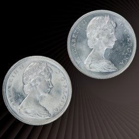 1965 and 1966 Queen Elizabeth II Canada Silver Dollar- Set of 2