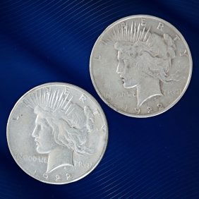 Set of 2 1922-S Peace Dollars