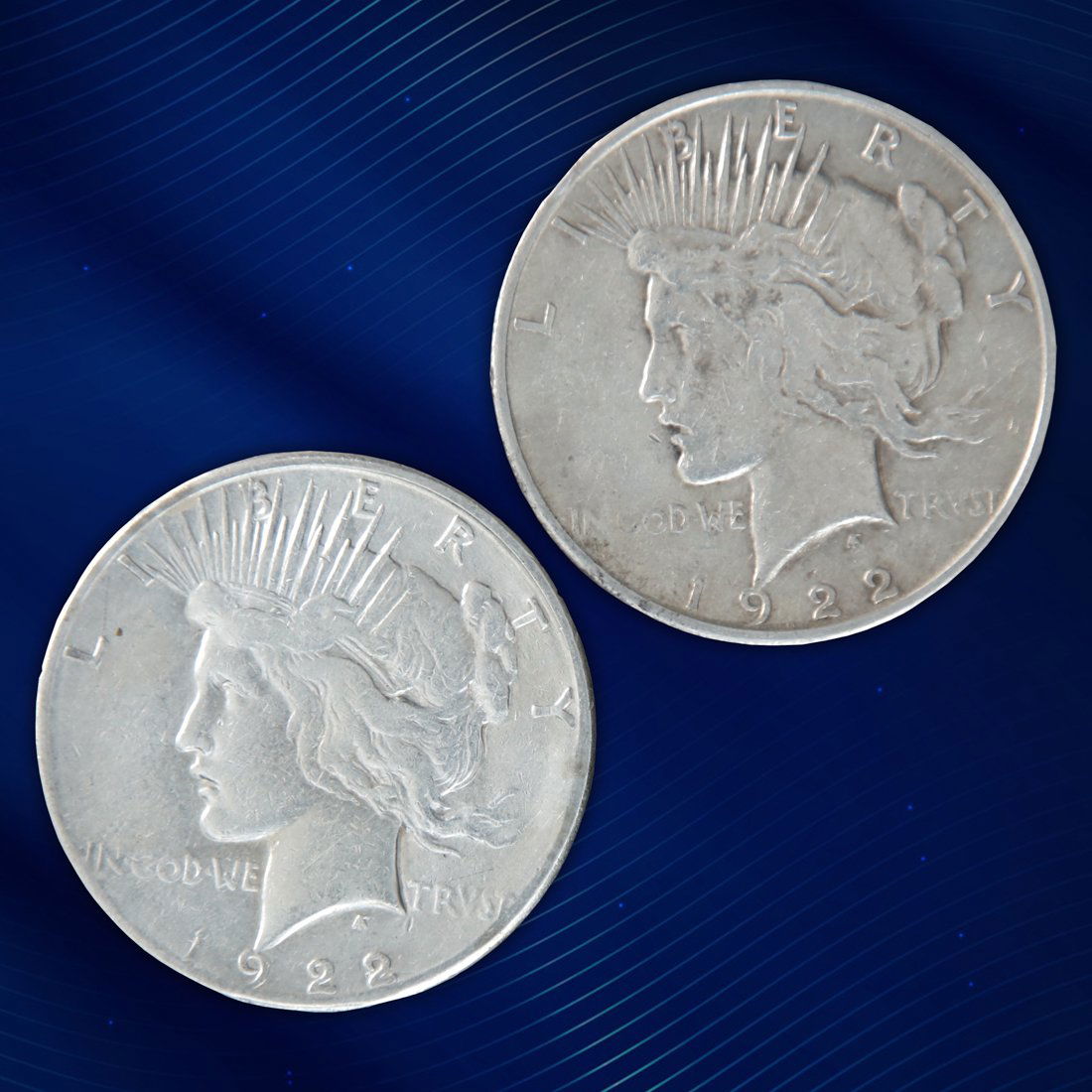 Set Of 2 1922s Peace Dollars Auction