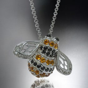 Bumblebee Perfection! Multi Gemstones Sterling Silver Pendant