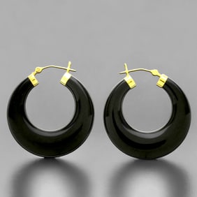 14K Gold Black Onyx Timeless Earrings