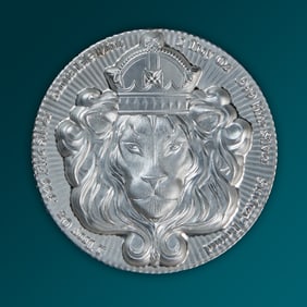 2 Troy Oz High Relief Lion Fine Silver Round by Scottsdale Mint