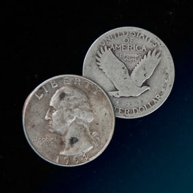 Standing Liberty and Jefferson 2 Silver Quarters Lot