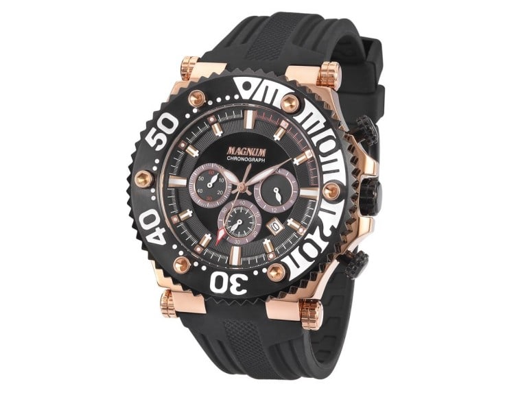 Magnum: Luxury Chronograph with Golden Finish and Silicone Performance Strap (1 of 1)