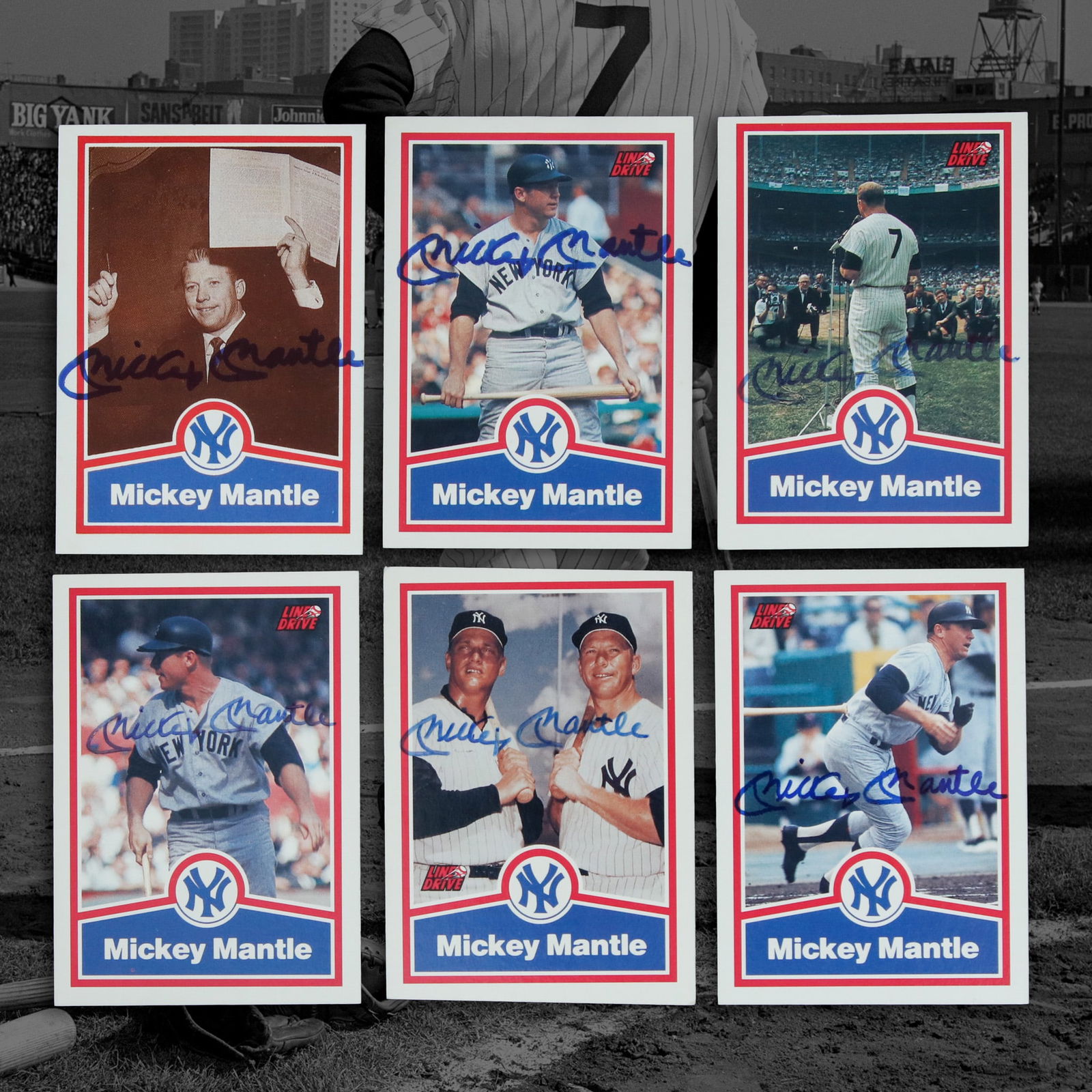 Set of 6 Mickey Mantle Signed Baseball Cards (1 of 8)