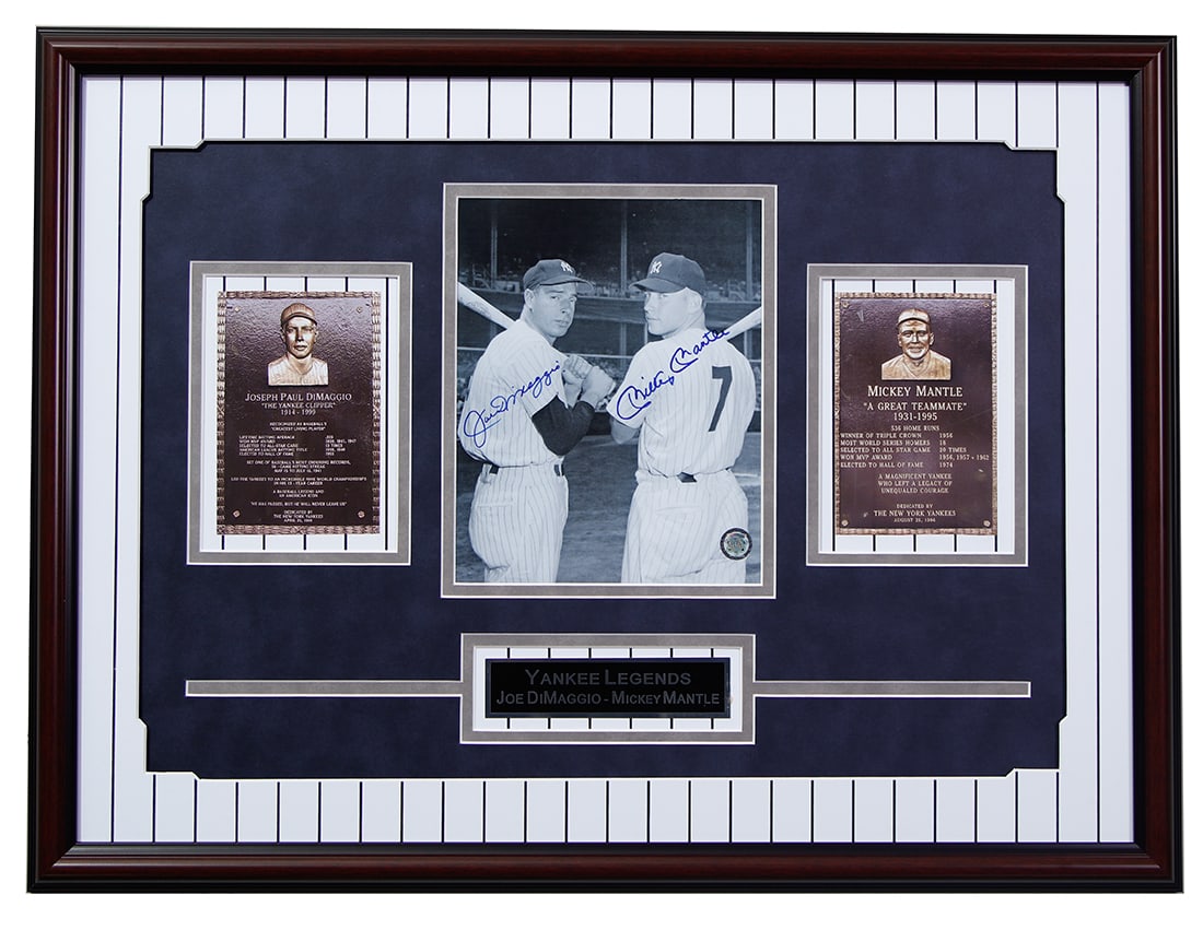 "Passing of the Guard": Iconic Joe DiMaggio & Mickey Mantle Dual-Signed Photograph: "Passing of the Guard": Iconic Joe DiMaggio & Mickey Mantle Dual-Signed Photograph. In an offering that captures a pivotal moment in the annals of America's Pastime, we are proud to present a black an