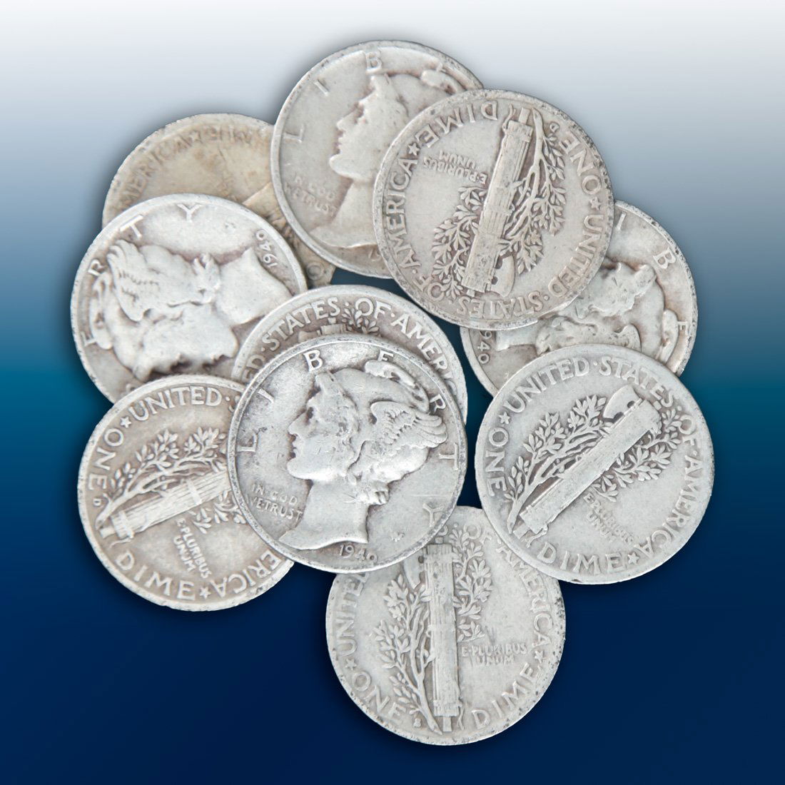 Set of (10) Mercury Dimes (1 of 3)