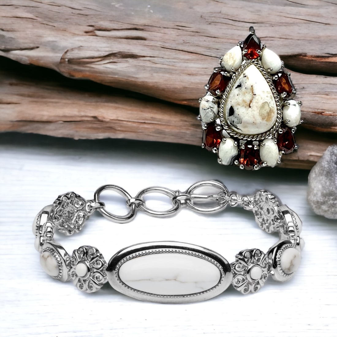 Chic White Buffalo and Garnet Jewelry Collection (1 of 1)
