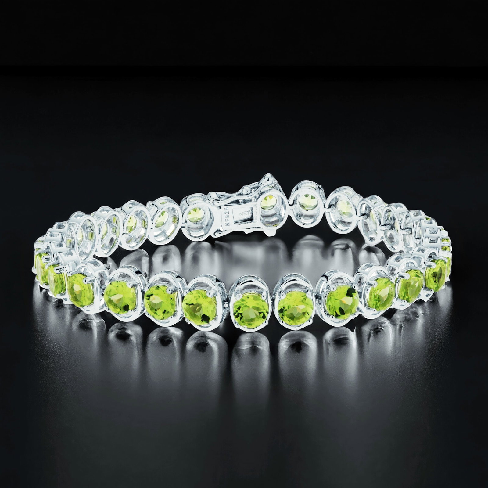 13.72 Carat t.w. Peridot Sterling Silver Tennis Bracelet (1 of 1)