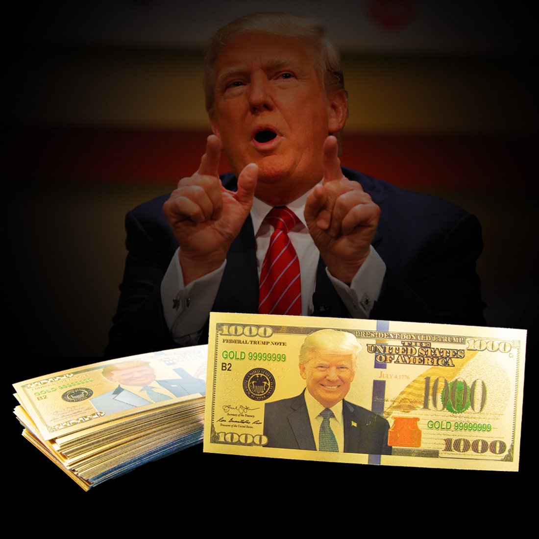Set of (40) $1000 Donald Trump Gold Foiled Note (1 of 3)