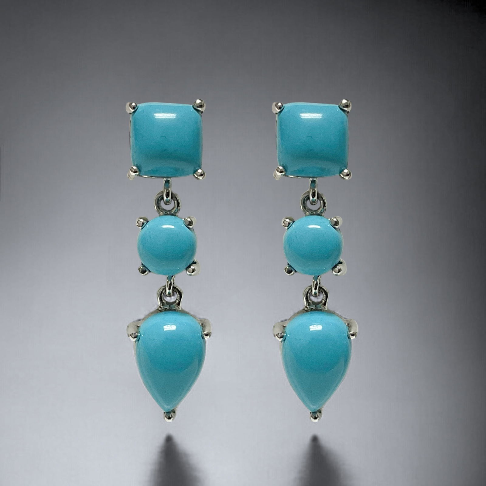 Multi Shape Sonora Turquoise Sterling Silver Dangle Earrings (1 of 1)