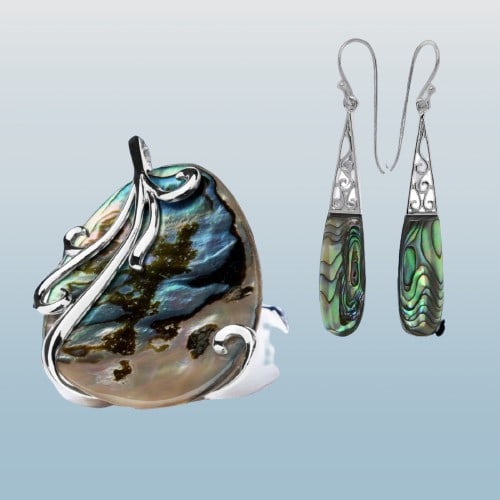 Elegant Abalone Drop Earrings & Pendant Set (1 of 1)