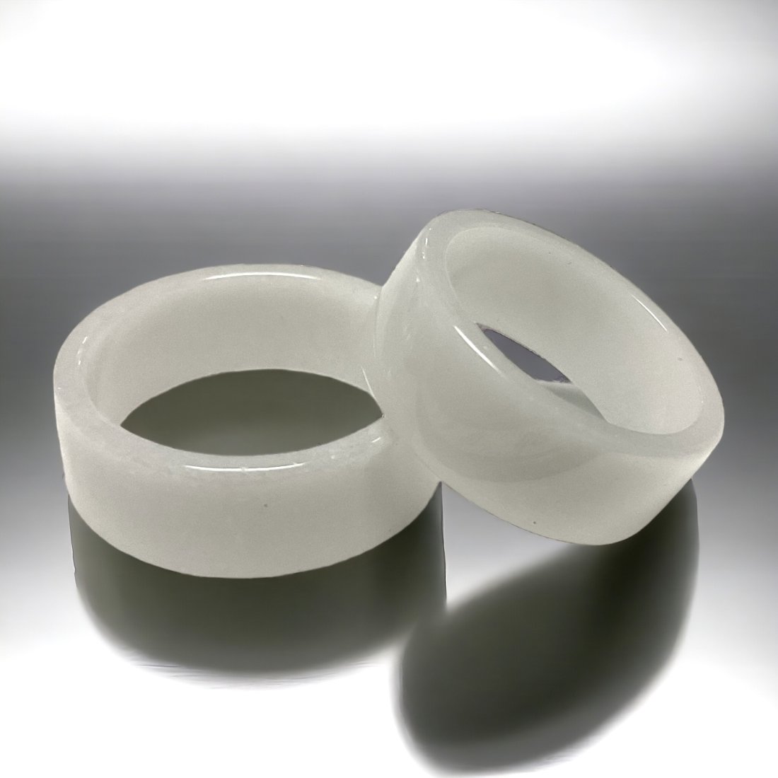 Set of 2 White Jade Rings Size 8 and 10 (1 of 1)