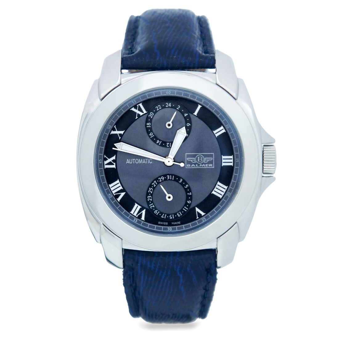 Balmer Vintage Swiss Made Complicated Automatic Watch: Rare Balmer Swiss-Made Automatic Watch with 24-Hour/Second Time Zone and Date Complications ? New Old Stock, Vault Kept for 20 YearsDescription:We present an exquisite artifact of horology, a Balmer S