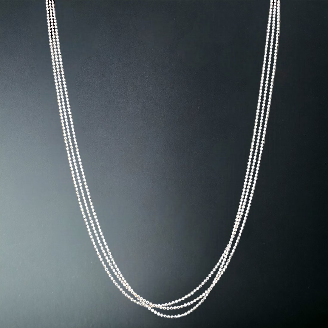(3 )Sterling Silver Diamond-Cut Beaded 22 inch Chain Necklace (1 of 1)