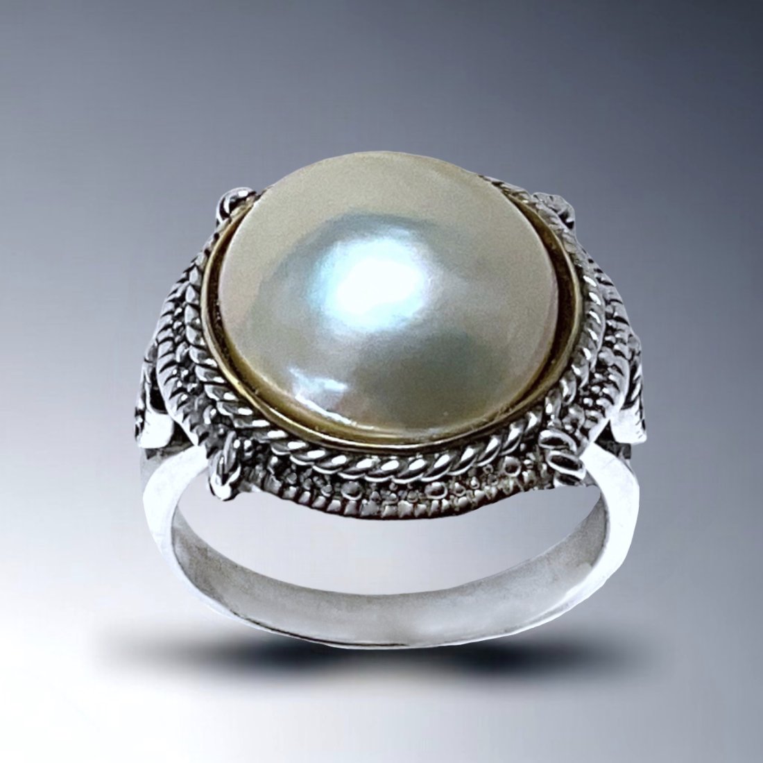 Timeless Pearl Ring crafted in 14K Gold & Sterling Silver (1 of 1)