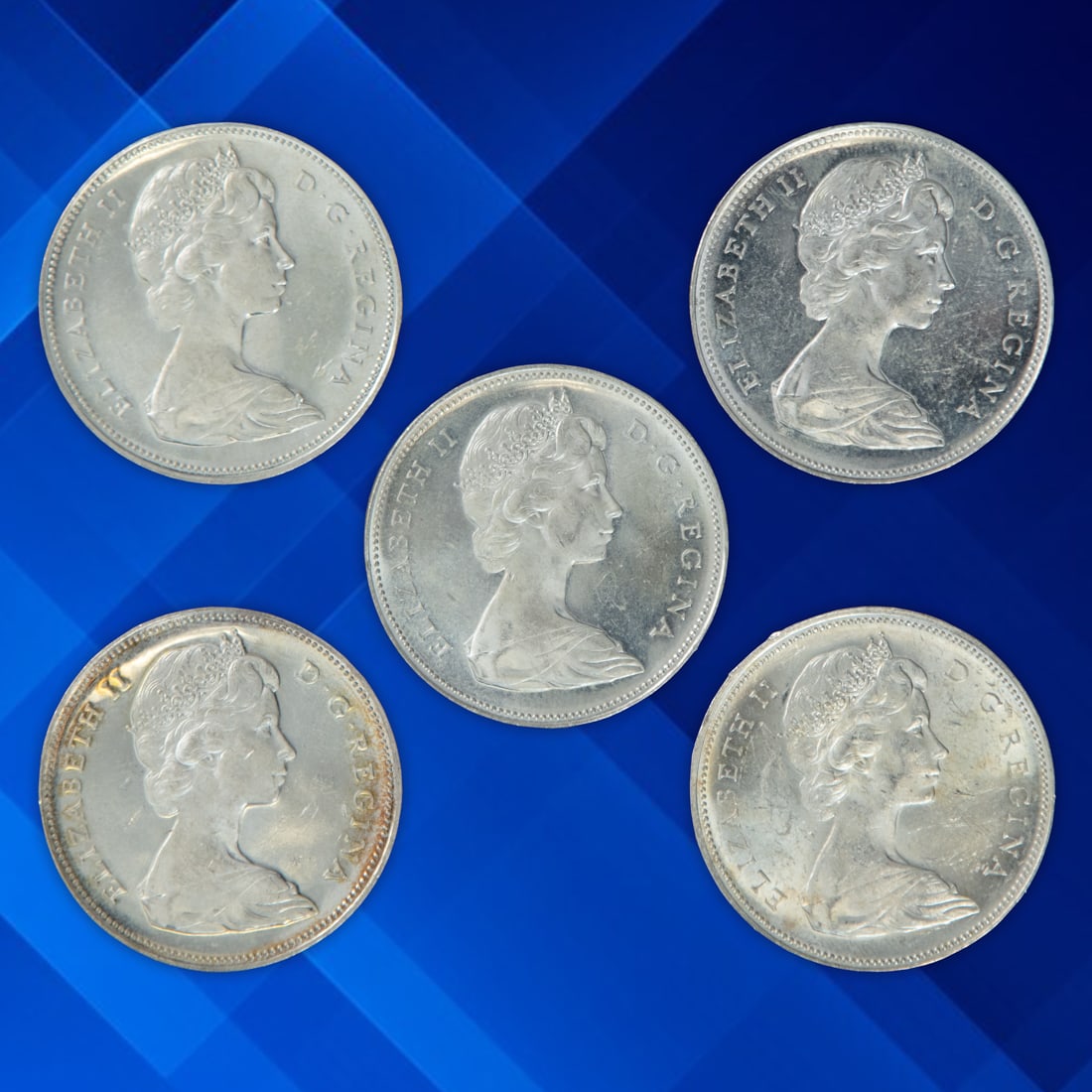 Set of 5 1966 Canada Queen Elizabeth Dollars (1 of 2)