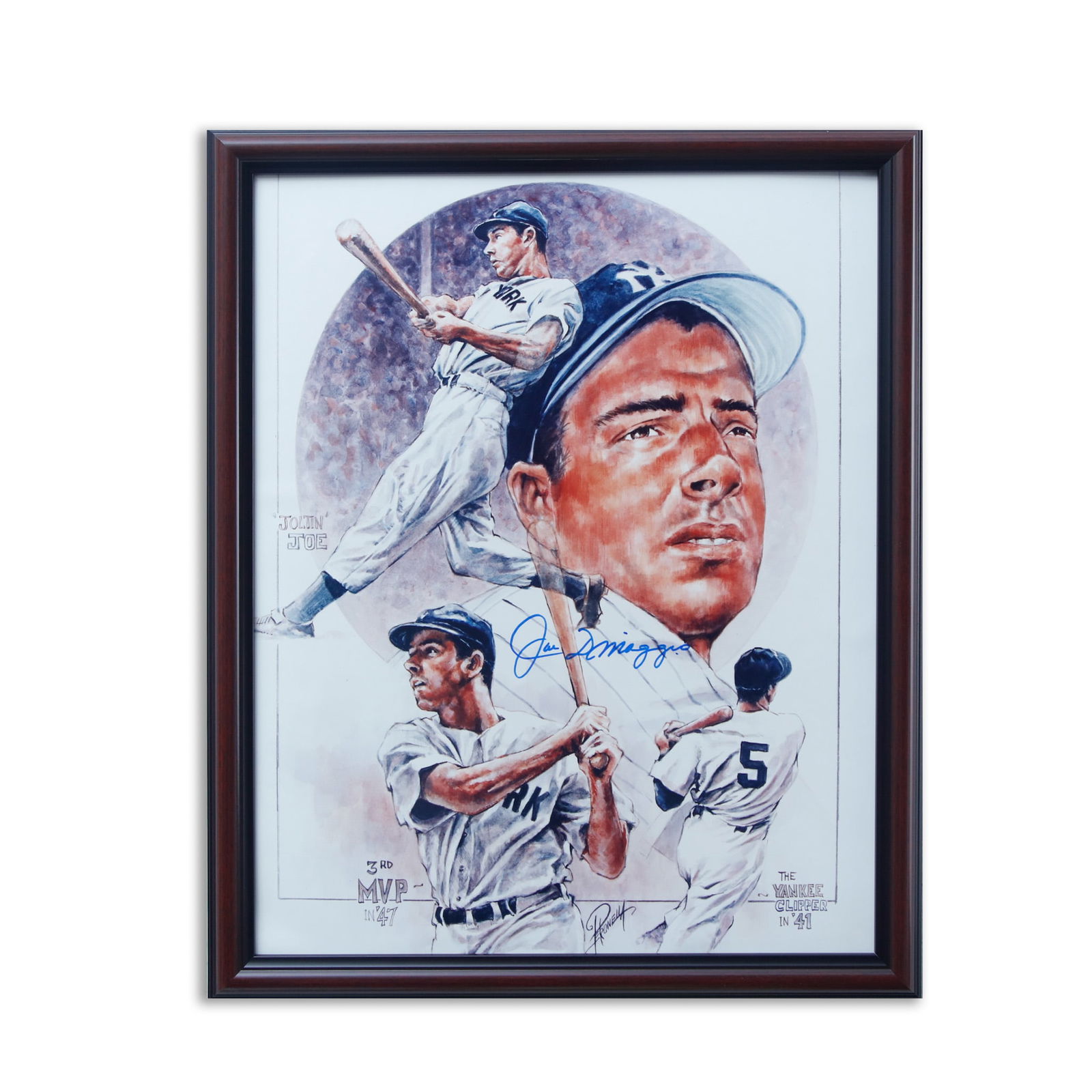 Framed Joe DiMaggio Autographed 16x20 Petronella Art from The Lipeles Collection (1 of 2)