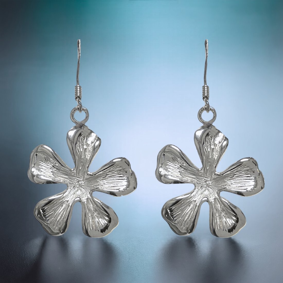 Plumeria Flower Sterling Silver Dangle Earrings (1 of 1)