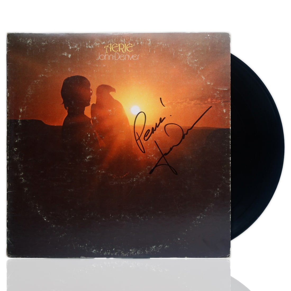 John Denver Signed "With Peace" on "Aerie" LP Album (1 of 7)