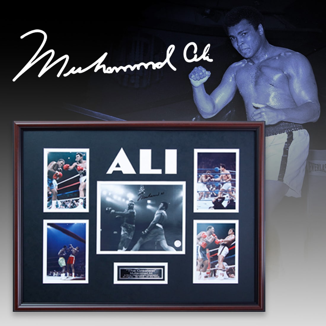 The Dance of the Century – Muhammad Ali Autographed Picture Dodging Joe Frazier: The Dance of the Century – Muhammad Ali Autographed Picture Dodging Joe Frazier. Presented for auction is an iconic 29x22 framed photograph of Muhammad Ali, the Greatest of All Time, captured in
