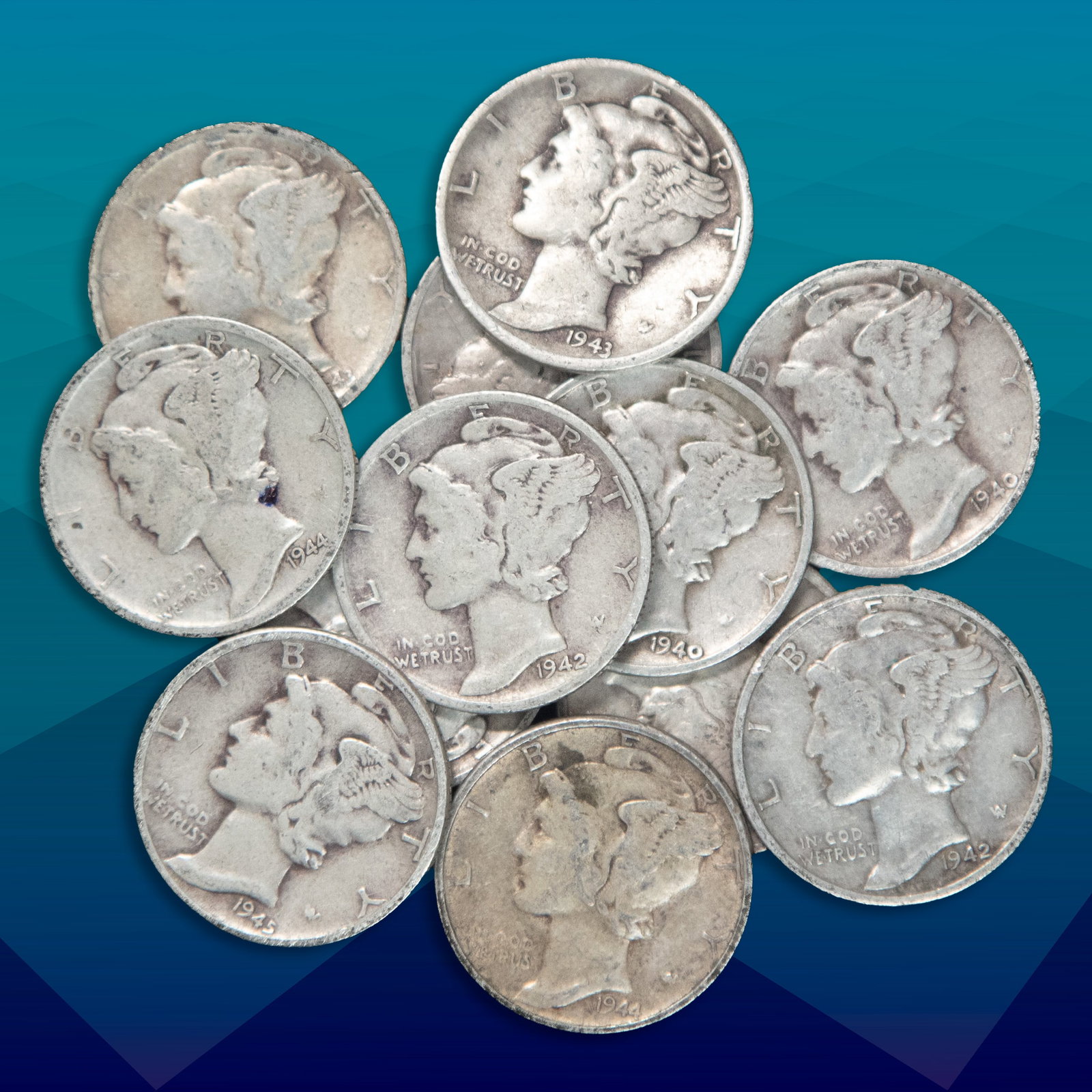 Set of (12) 1940's Mercury Dimes (1 of 3)