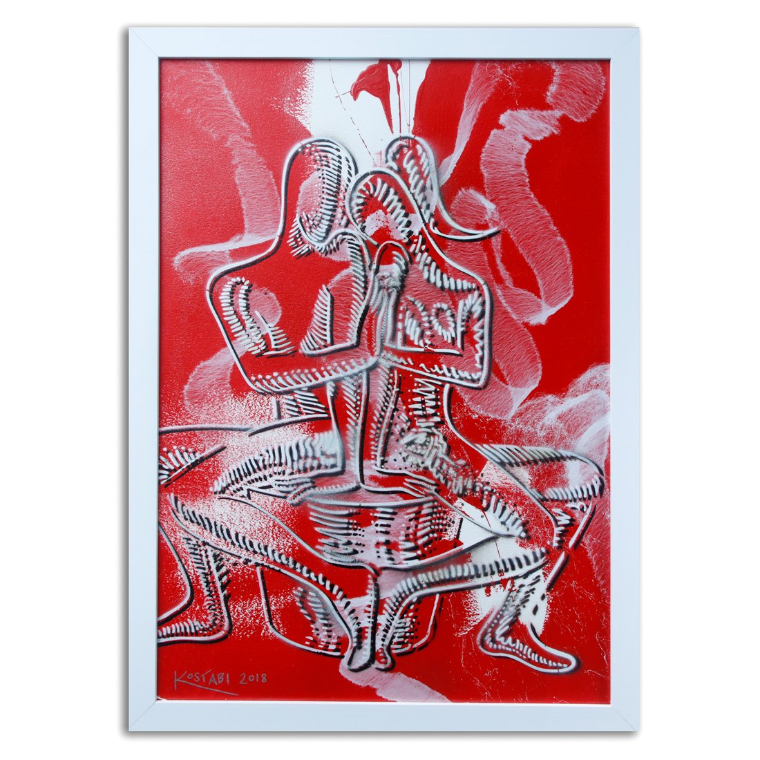 Crimson Solidarity Mark Kostabi, Hand Signed Original 1/1 (1 of 5)