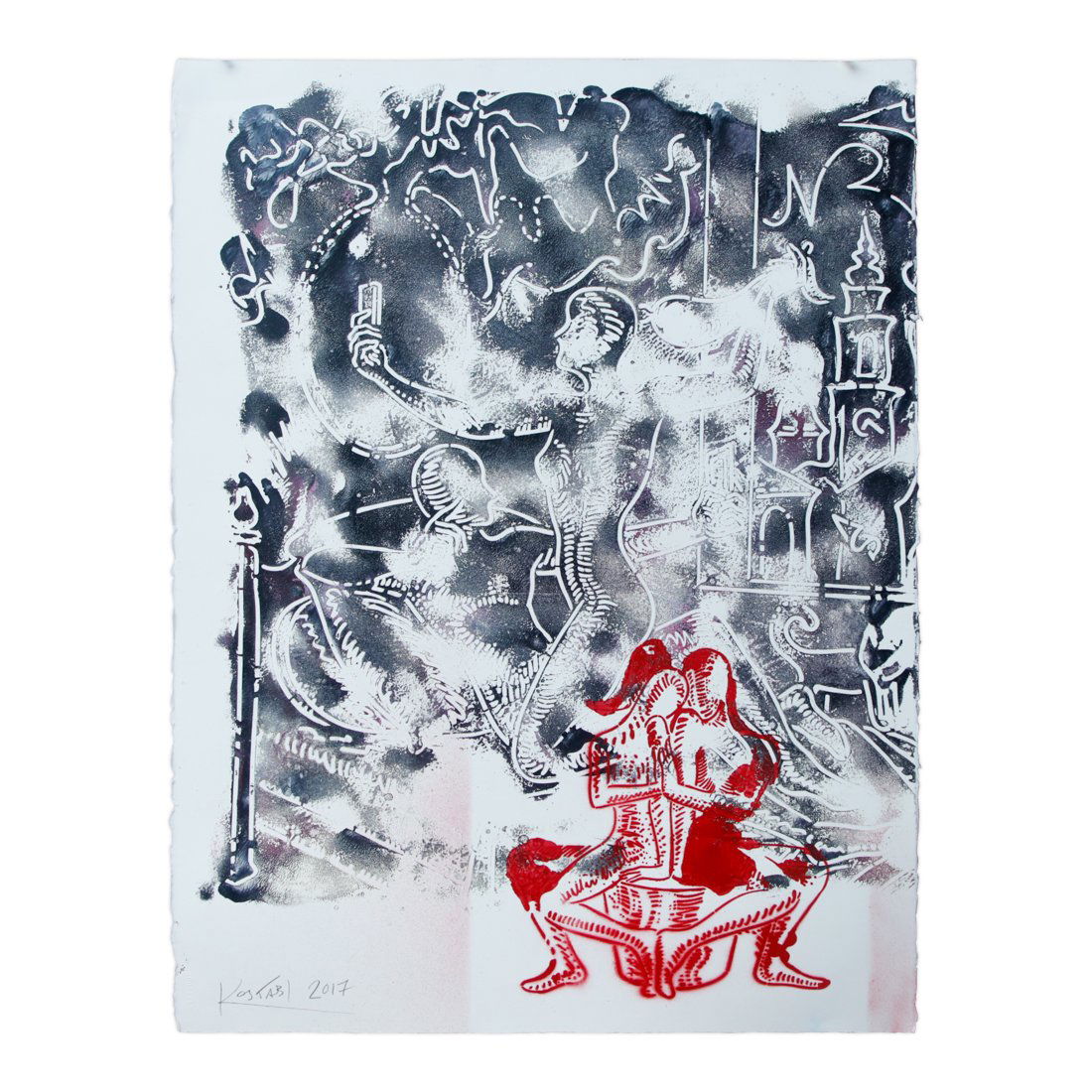 Echoes Through The Ages by Mark Kostabi - Hand Signed Original 1/1 (1 of 4)