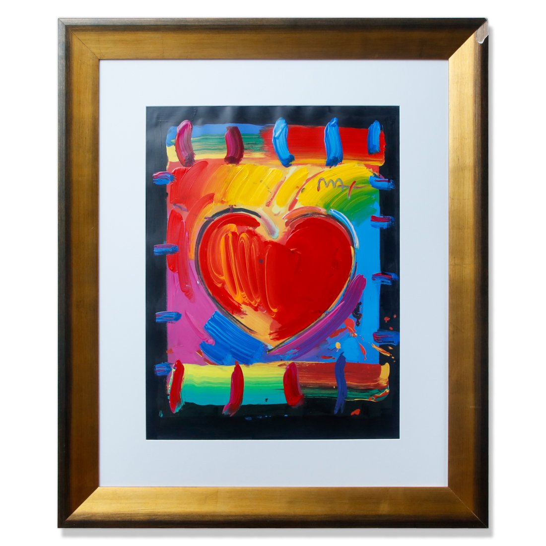 Peter Max, Original Heart Mixed Media Acrylic Painting 1/1 Circa 2000, Certified (1 of 5)