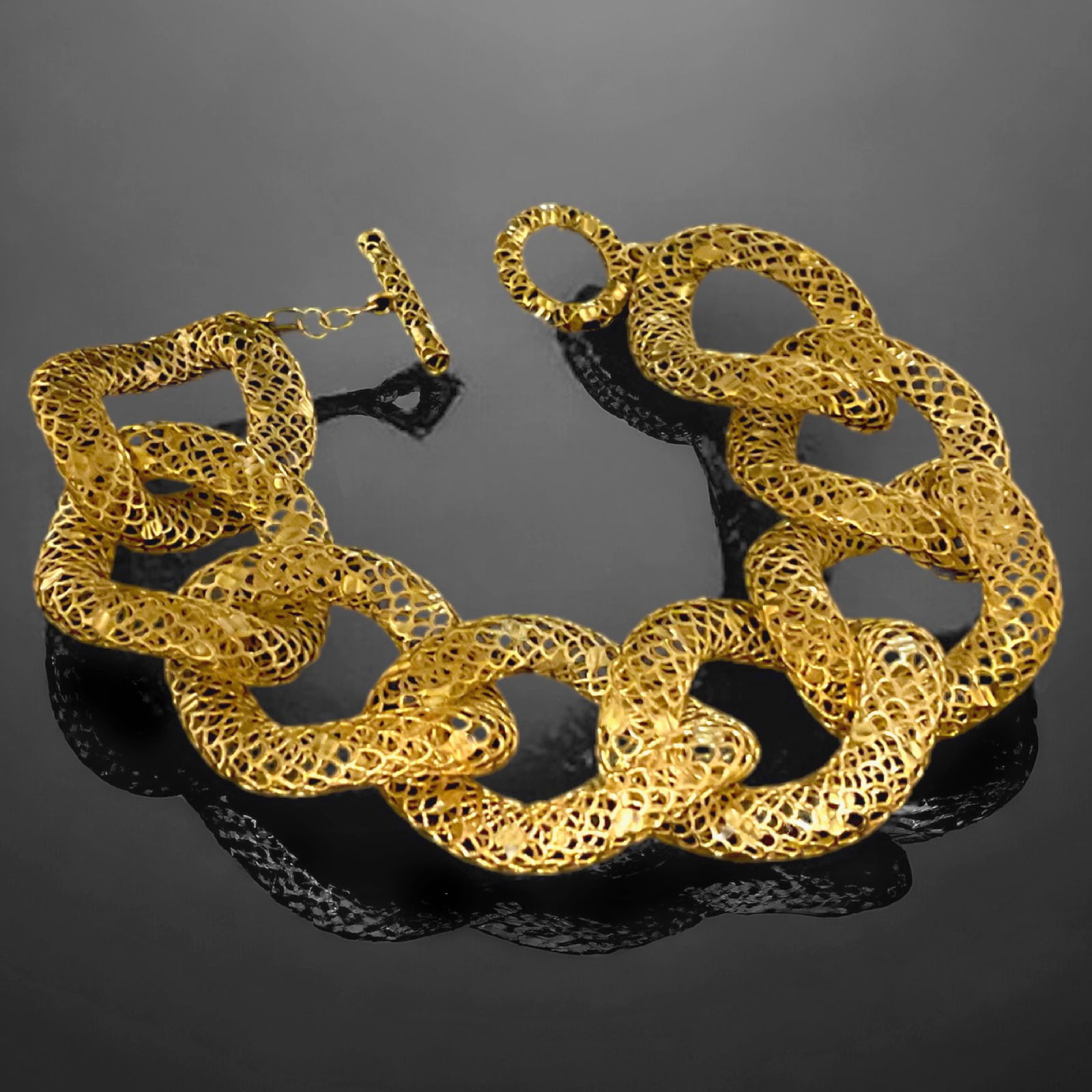 14K Gold over Sterling Silver Bold Bracelet - 8.5" (1 of 1)