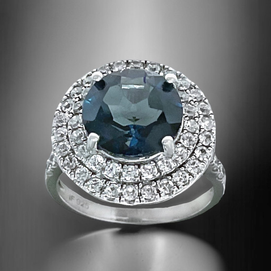 Royal London Blue Topaz Ring and White Zircon Ring Size 7 (1 of 1)
