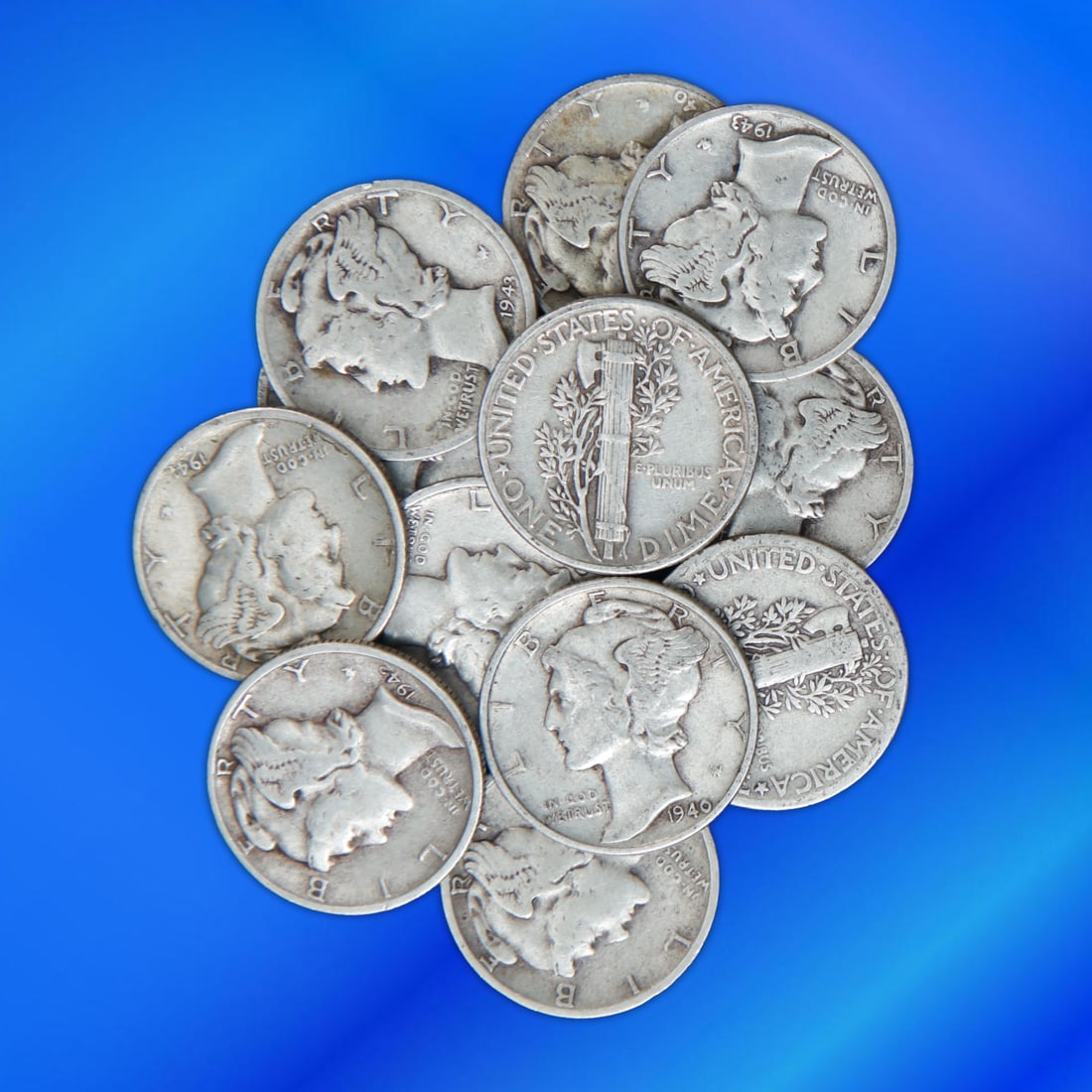 Set of (12) 1940s Mercury Dimes (1 of 3)