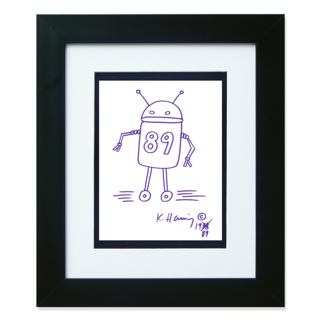 Keith Haring Signed 8x12 Drawing, Signed "K. Haring 1989" (1 of 4)