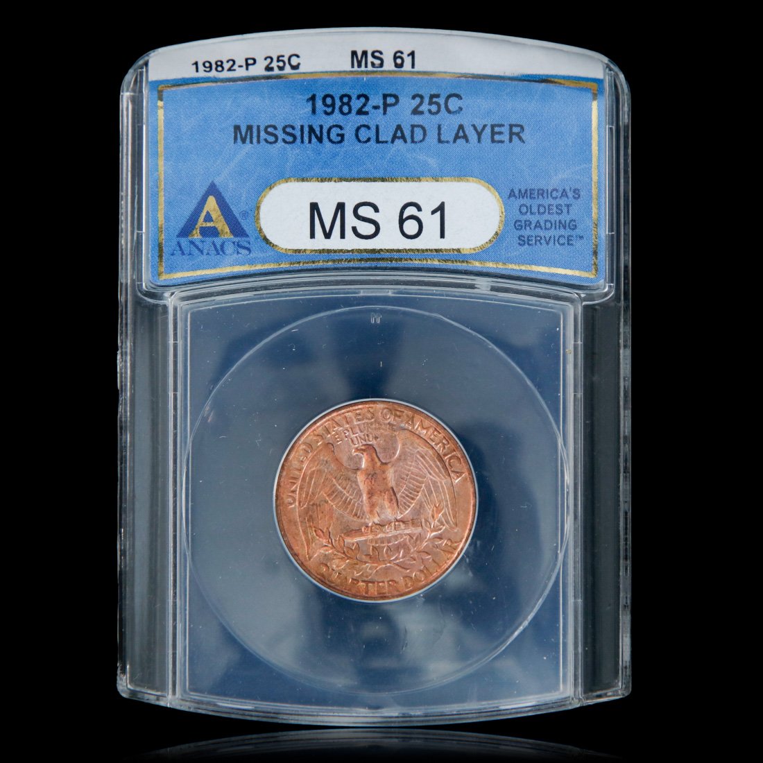 Very Rare 1982 P Washington Quarter Missing Clad Layer (1 of 3)