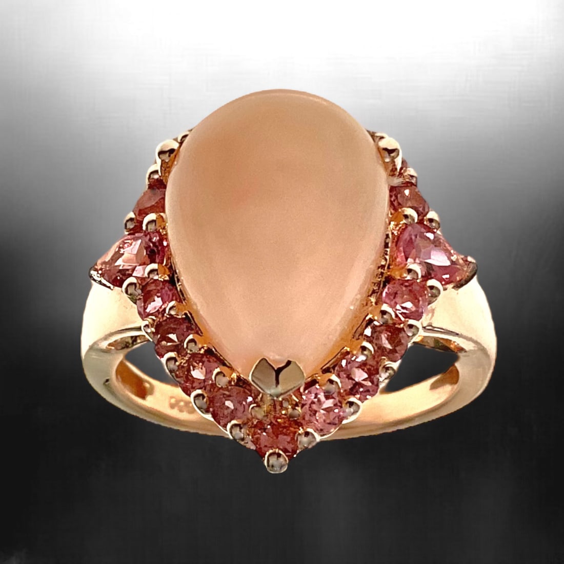 Pink Opal & Pink Tourmaline Sterling Silver Ring Size 7.25 (1 of 1)