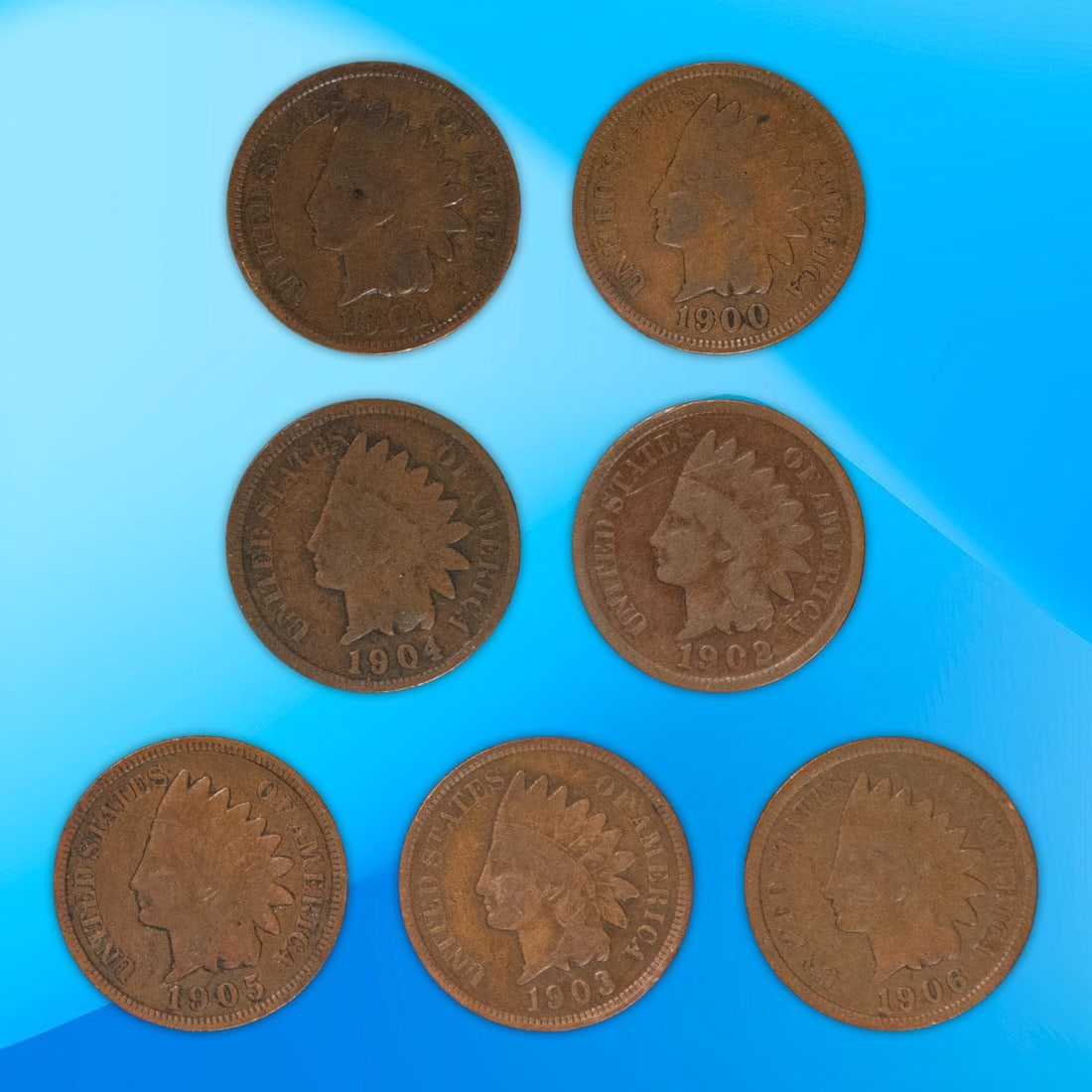 1900-1906 Consecutive Indian Head Pennies Set of 7 (1 of 2)