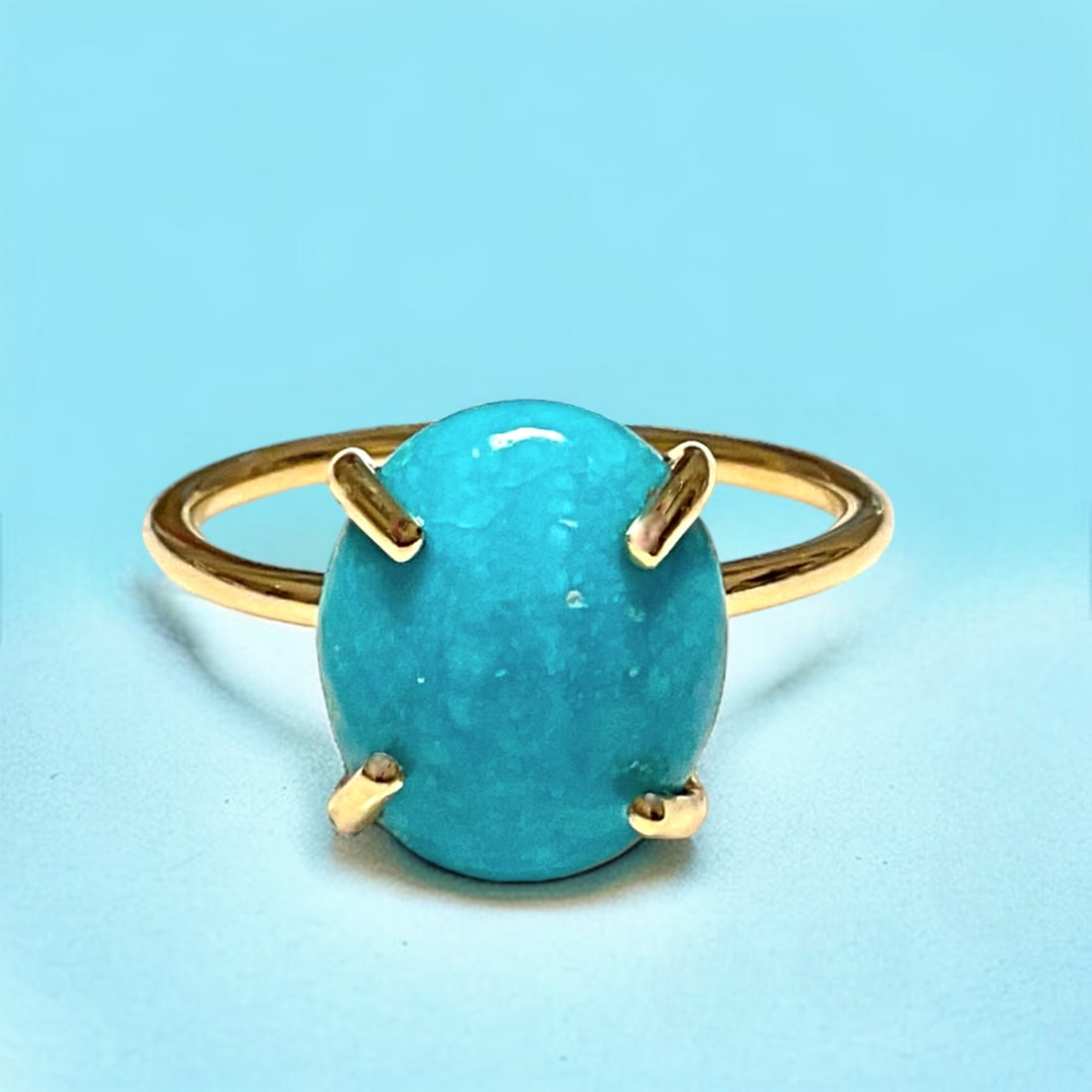 Timeless 14K Gold Turquoise Ring - Size 7 (1 of 1)