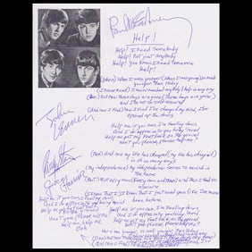 Beatles Signed Handwritten "Help!" Lyrics on Beatles Stationery