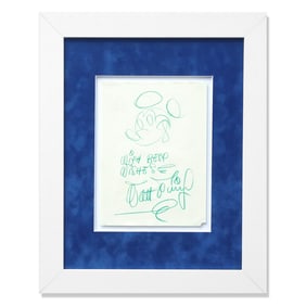 Walt Disney Signed Original Vintage Mickey Mouse Sketch - Custom Framed