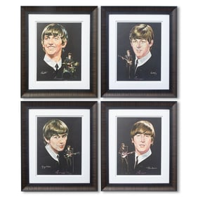 Very Rare Set of Beatles Signed 1964 16x20 Portrait Prints by Artist Nicholas Volpe