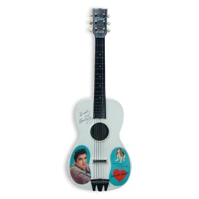 Elvis Presely Signed Love Me Tender & You Aint Nothing But a Hound Dog Promotional Guitar