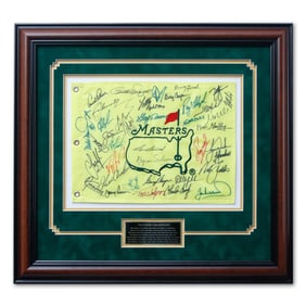 Signed Masters Golf Flag by 40 Masters Winners - Museum Quality Frame