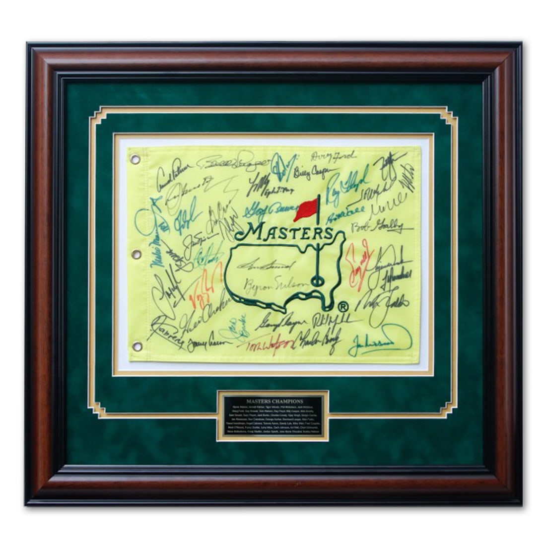 Signed Masters Golf Flag by 40 Masters Winners - Museum Quality Frame (1 of 4)