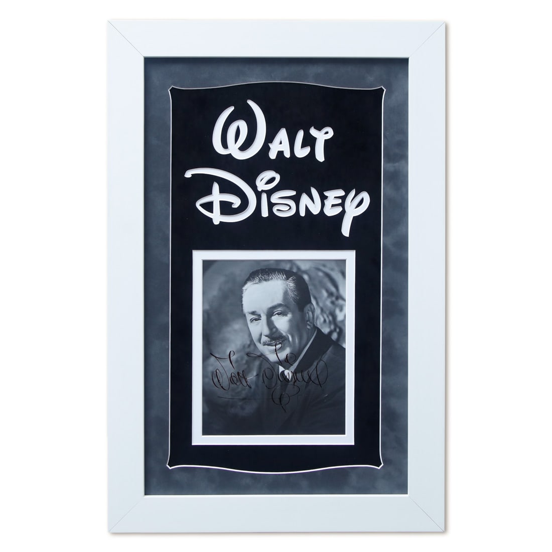Walt Disney Signed Vintage 8x10 Black and White Photograph - Custom Framed: Walt Disney Signed Vintage 8x10 Black and White Photograph - Custom Framed. This remarkable piece of entertainment history is a vintage 8x10 black and white photograph, beautifully signed by none othe