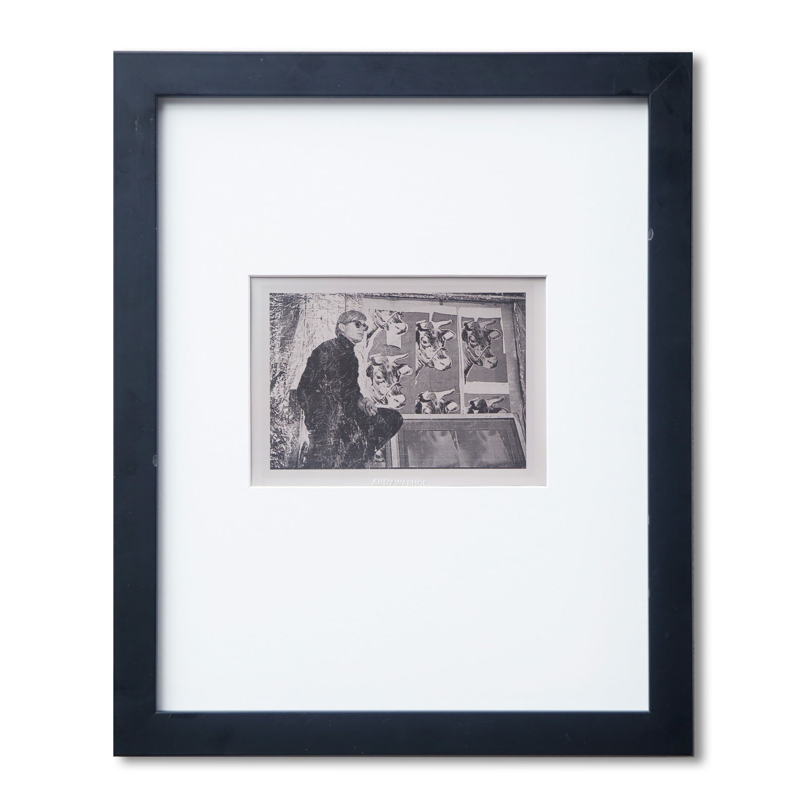 Historical Andy Warhol Pen Signed Polaroid Print – "Cow" Artwork Posing (1 of 3)