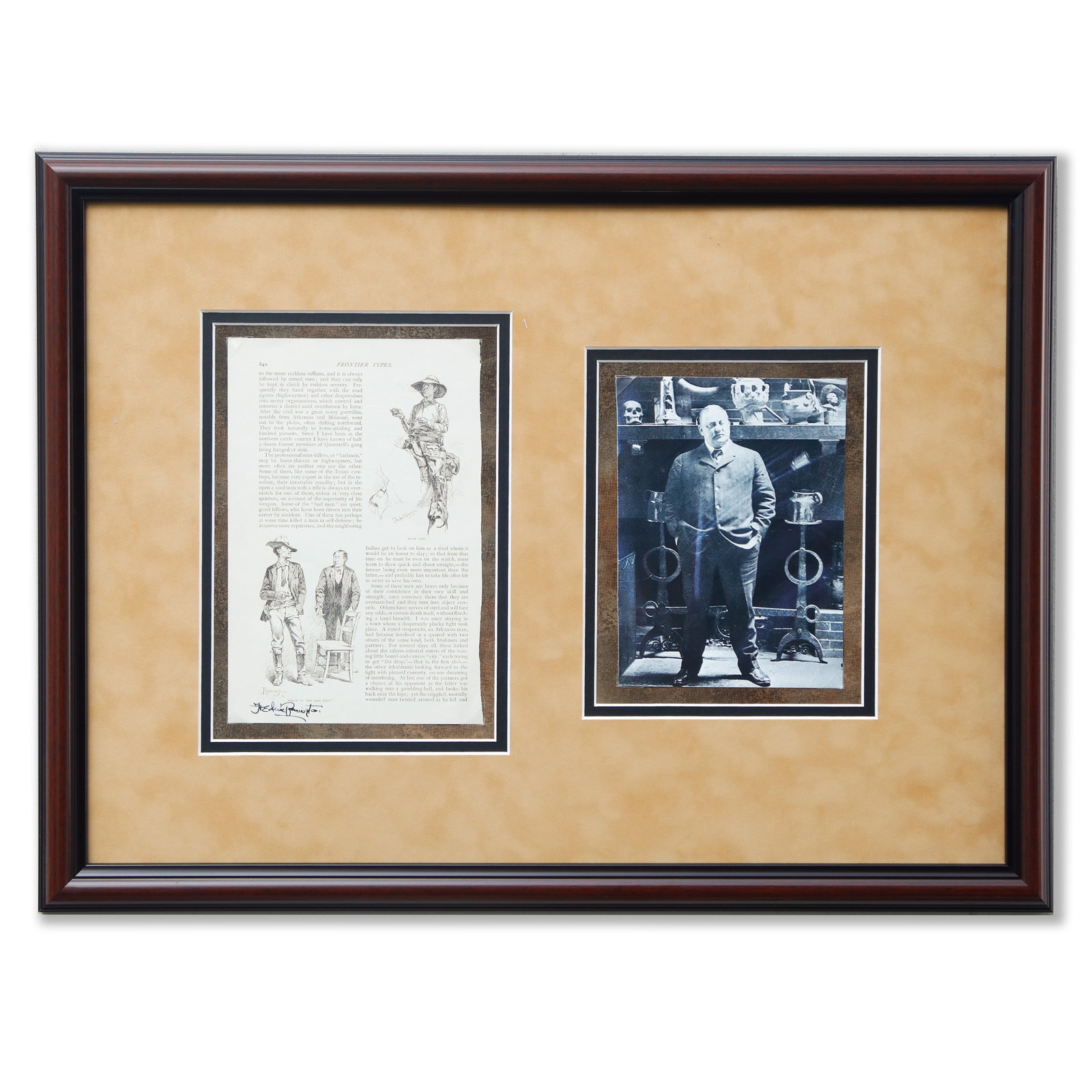 Historical Frederic Remington Ink Signed "Frontier Types" Magazine Page Circa 1910 (1 of 4)