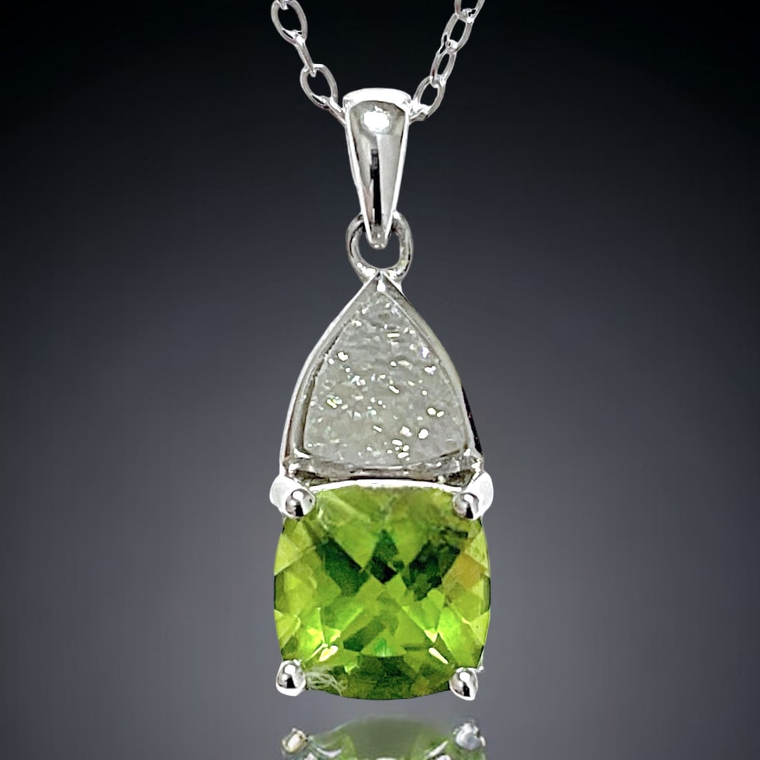 Enchanting Periodt & Opal Druzy Sterling Silver Pendant with 18" Chain (1 of 1)