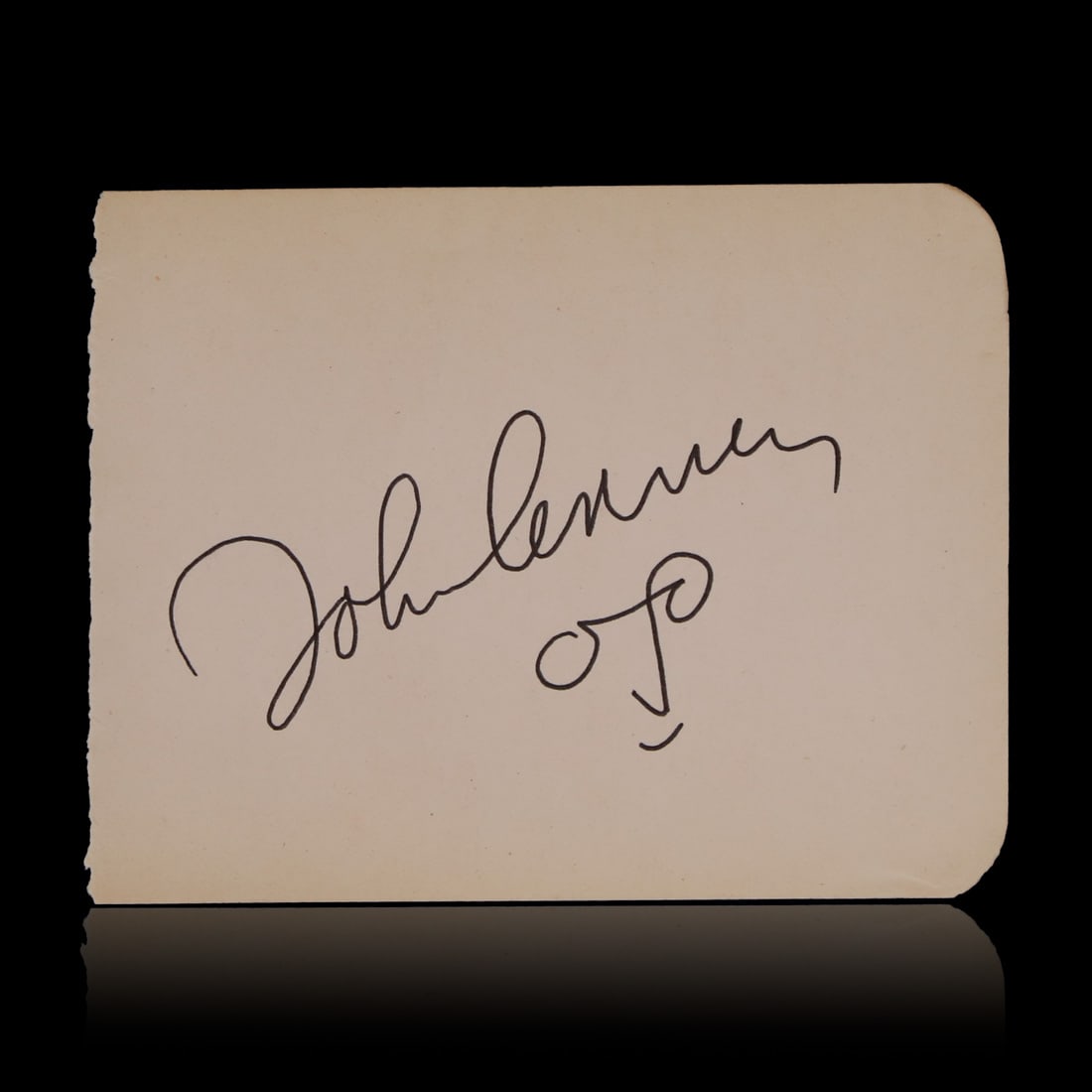 John Lennon Signed Autograph Page Inscribed With Facial Drawing (1 of 3)